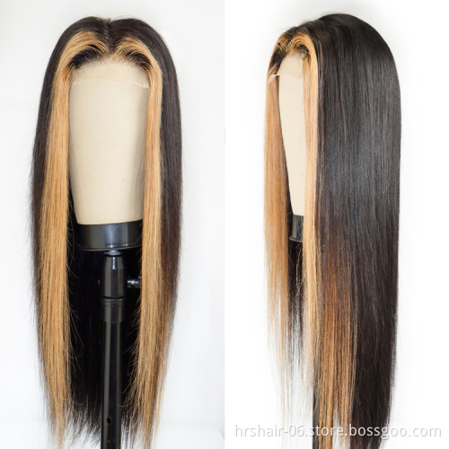 Wholesale Highlight Human Hair Wig Lace Front Highlighted Human Hair 4*4 Closure Glueless Wig For Black Women